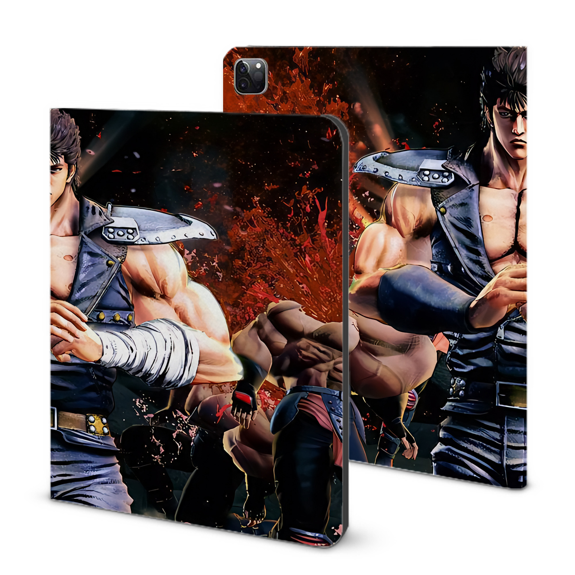 （画像用） 北斗の拳 Fist of the North Star IPad ケース ブック型 PUレザー TPU 耐衝撃 軽量 薄型 ペン収納なし 全面保護 IPad 各モデル対応